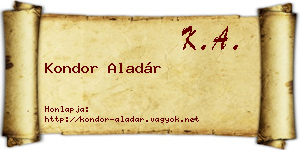 Kondor Aladár névjegykártya